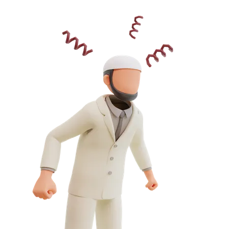 Irritado Empresario Islamico Chefe 3 D Cartoon Ilustracao 3D Illustration