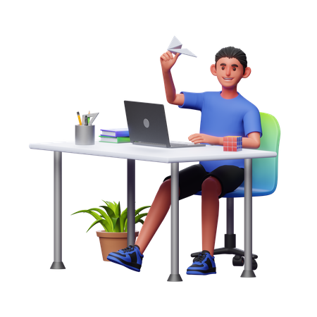 Empresario lanzando startup  3D Illustration