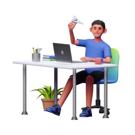 Empresario lanzando startup  3D Illustration