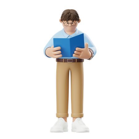 Empresario leyendo informes  3D Illustration