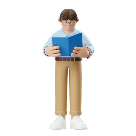 Empresario leyendo informes  3D Illustration