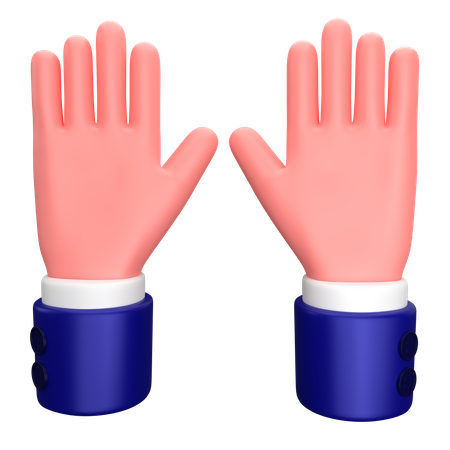 Empresário levantou as mãos ou comemorando sinal de gesto com a mão  3D Icon
