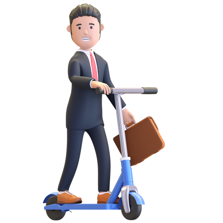 Empresario montando ciclo scooter  3D Icon