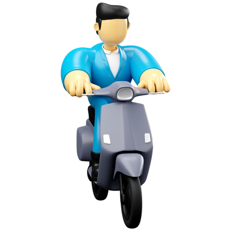 Empresario montando scooter  3D Illustration