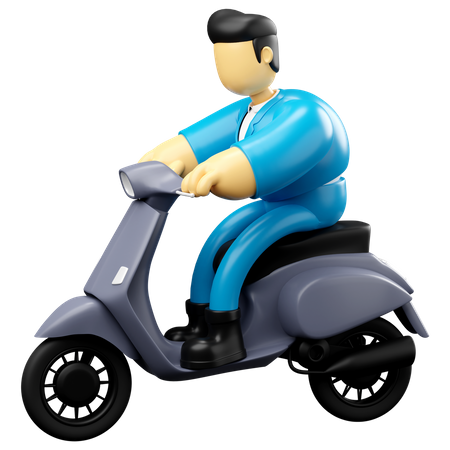 Empresario montando scooter  3D Illustration