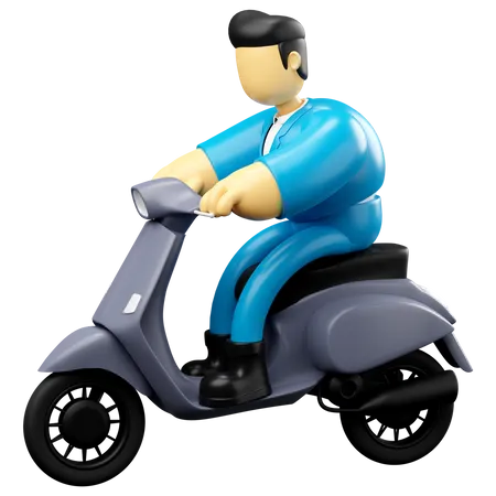 Empresario montando scooter  3D Illustration