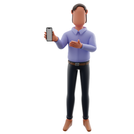 Empresário mostrando a tela do smartphone  3D Icon
