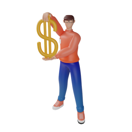 Comerciante de moeda investindo em dólar  3D Illustration