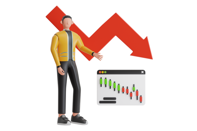 Empresario mostrando detener la pérdida de beneficios  3D Illustration