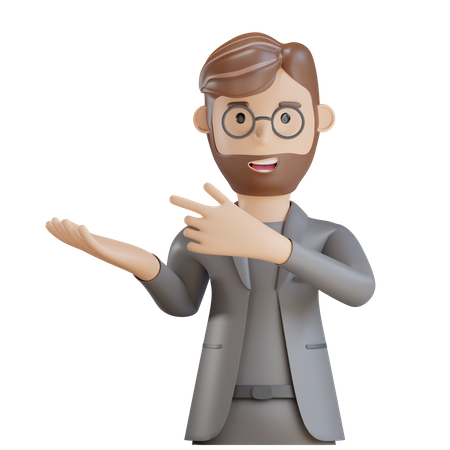 Empresário mostrando gesto com a mão  3D Illustration