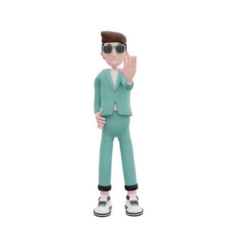 Empresario mostrando gesto de parada  3D Icon