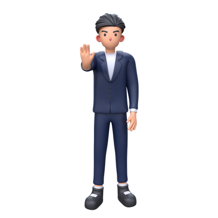 Empresário mostrando gesto de parada  3D Illustration