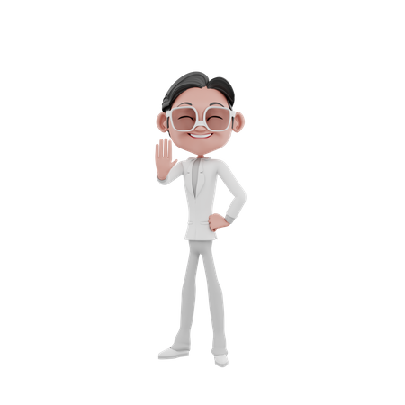 Empresário mostrando gesto de parar com a mão  3D Icon