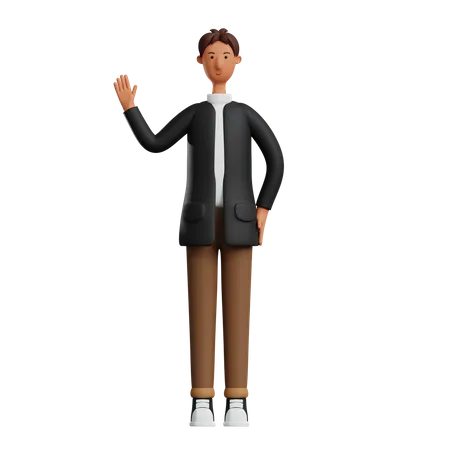 Empresario mostrando gesto de saludo  3D Illustration