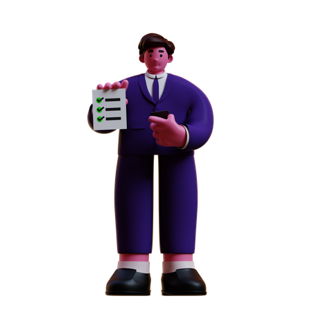 Empresario mostrando informe de negocios  3D Icon