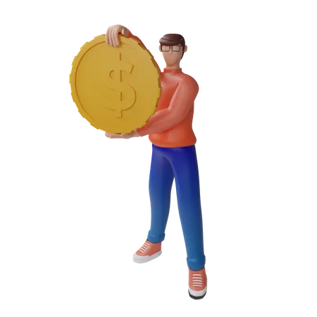 Pessoa que investe na moeda dólar  3D Illustration