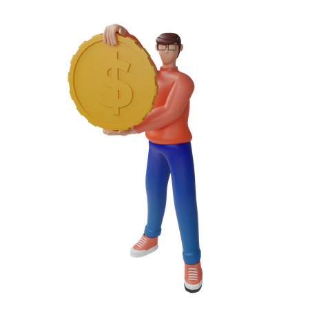 Persona que invierte en moneda dólar  3D Illustration