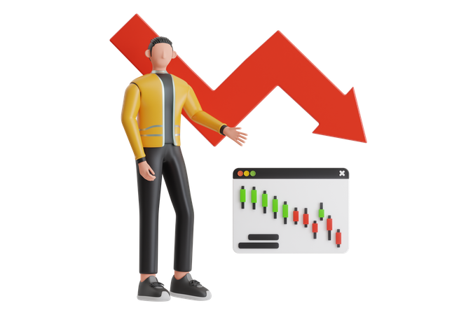 Empresário mostrando interrupção da perda de lucro  3D Illustration