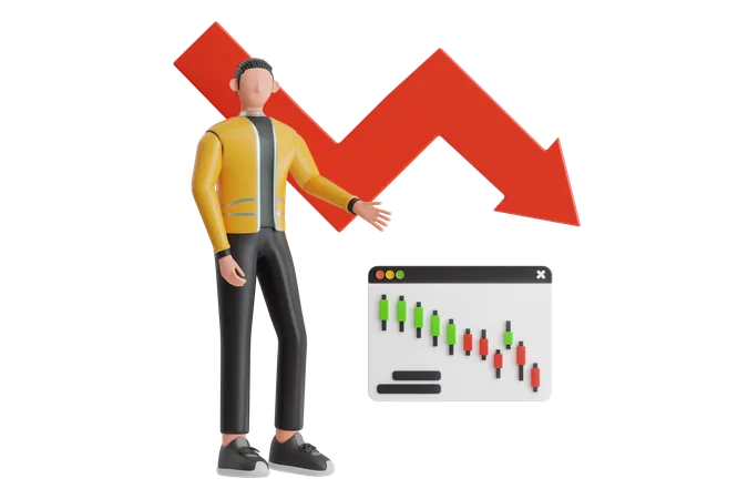 Empresário mostrando interrupção da perda de lucro  3D Illustration