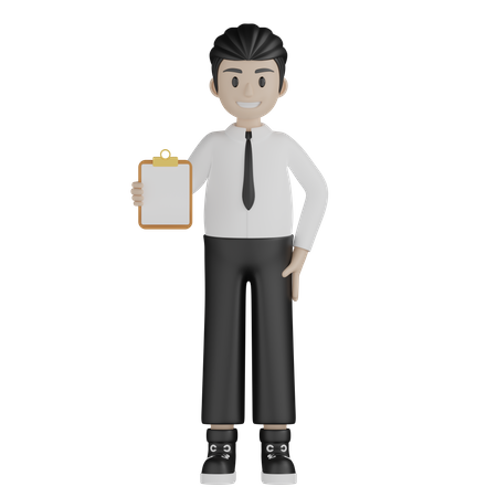 Empresário mostrando relatório de negócios  3D Illustration