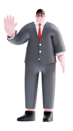 Empresario mostrando señal de stop  3D Icon