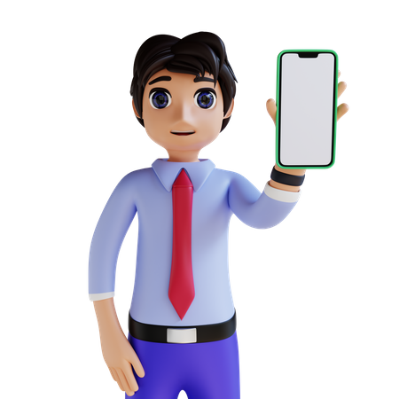 Empresario mostrando teléfono inteligente  3D Illustration