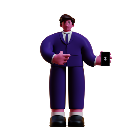 Empresario mostrando teléfono  3D Icon