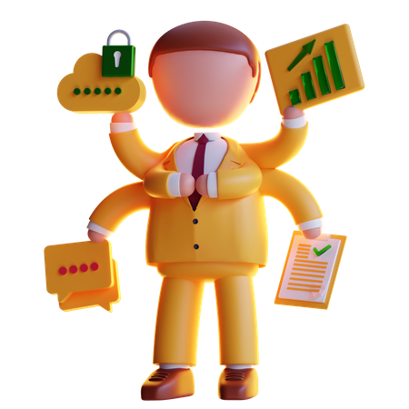 Empresário multitarefa  3D Icon