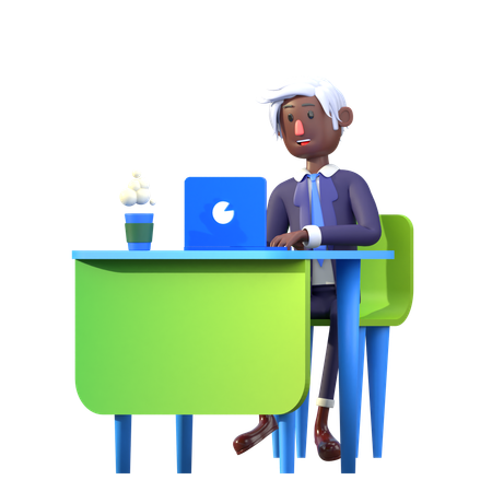 El empresario negro está en la oficina  3D Illustration