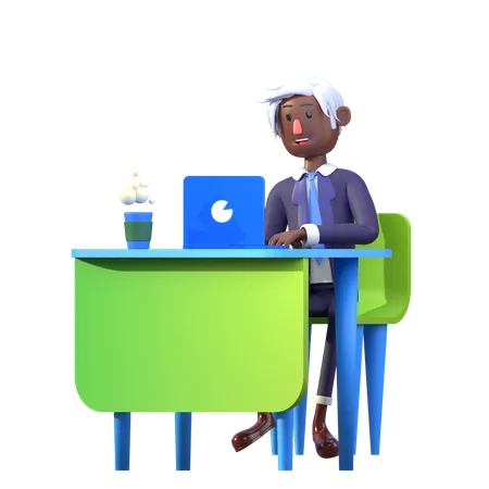 El empresario negro está en la oficina  3D Illustration