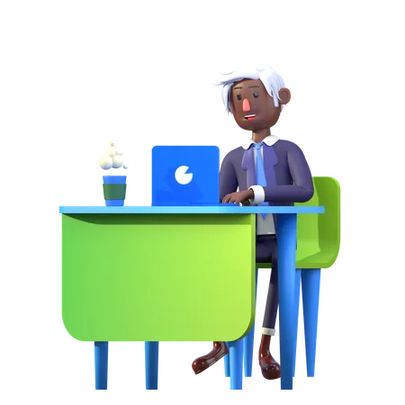Empresário negro está no escritório  3D Illustration