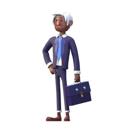 Empresario negro llevando una bolsa  3D Illustration