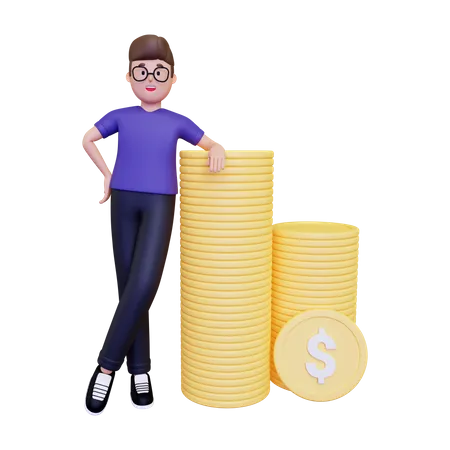 Empresário obtendo lucro com negócios  3D Illustration