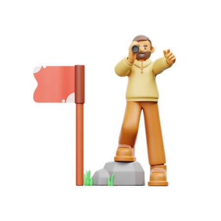 Empresário olhando para conquistas de negócios  3D Icon