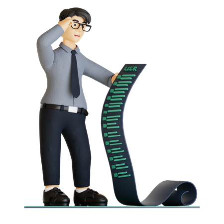 Empresário olhando para lista de tarefas  3D Icon