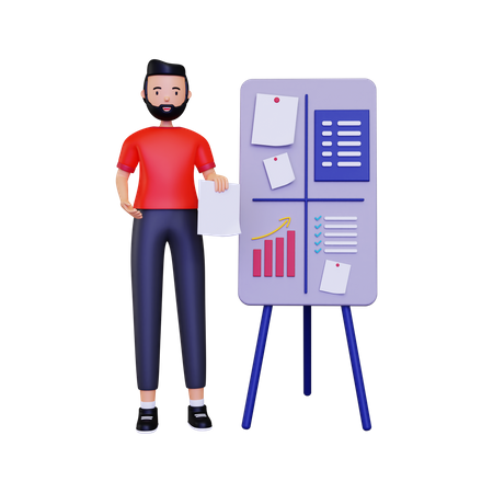 Empresario organizando datos en el tablero de tareas  3D Icon