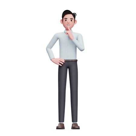 Pose de pensamiento de hombre de negocios  3D Illustration