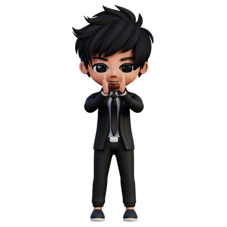 Grito de personagem de empresário  3D Illustration