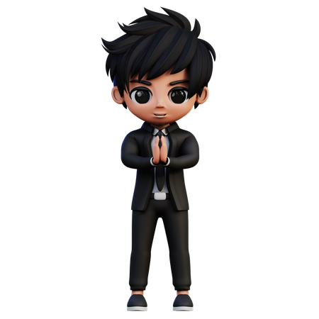 Personagem de empresário pede desculpas  3D Illustration