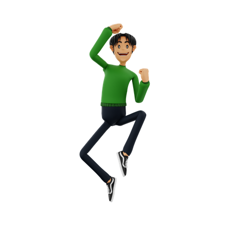 Empresário pulando no ar  3D Illustration