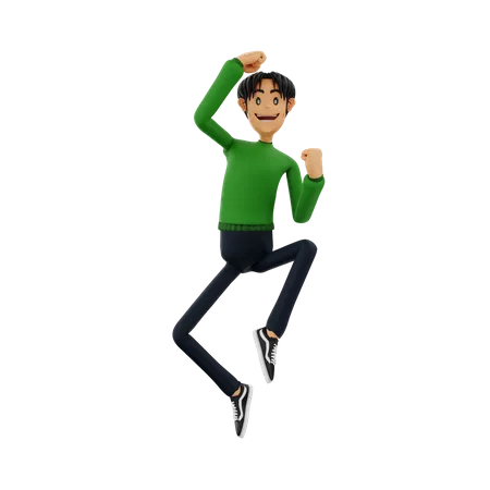 Empresário pulando no ar  3D Illustration