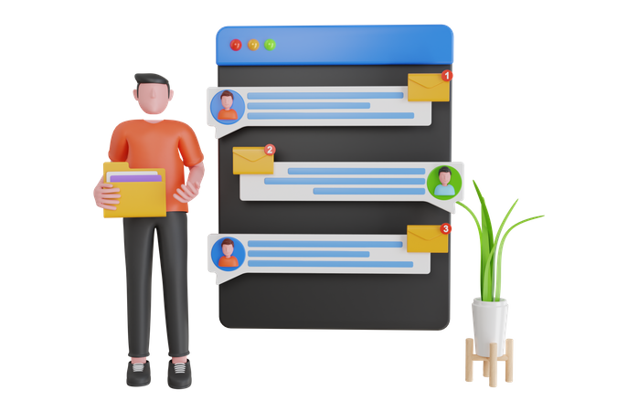 Empresário recebendo mensagens de e-mail  3D Icon