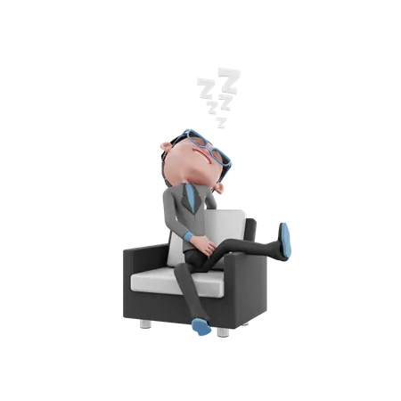 Empresario descansando en una silla  3D Illustration