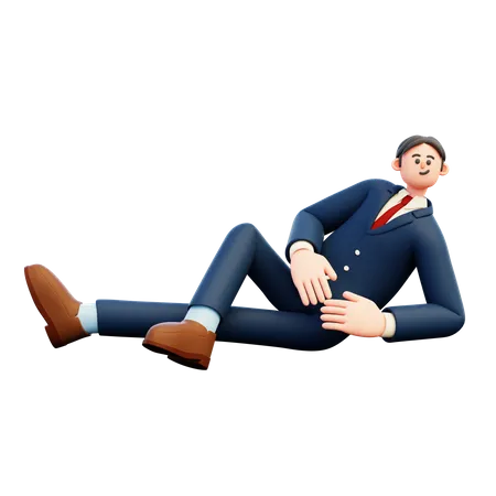 Empresário relaxando no chão  3D Illustration