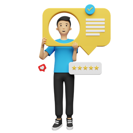 Empresario revisando comentario de usuario  3D Icon