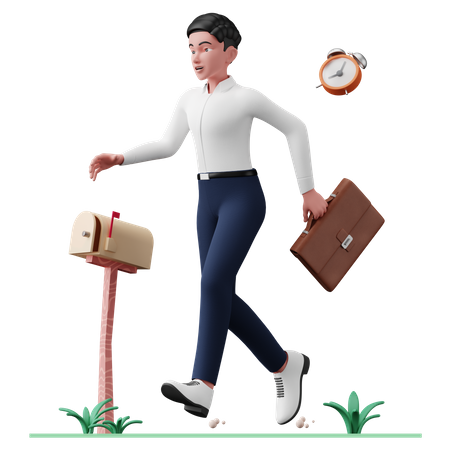 Empresário se atrasando para o trabalho  3D Icon