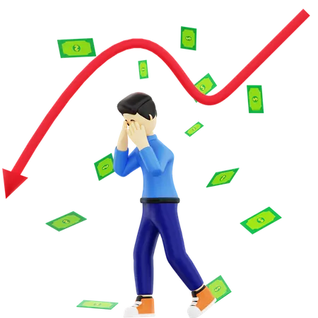 Empresário se sentindo triste pela perda de negócios  3D Illustration