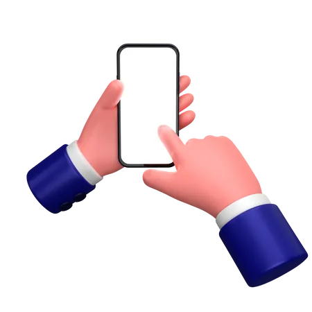 Empresário segurando na mão um gesto de smartphone  3D Icon
