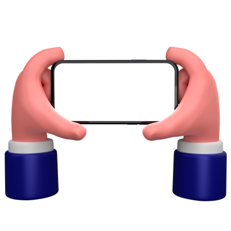 Empresário segurando a mão com um gesto de mão de smartphone  3D Icon
