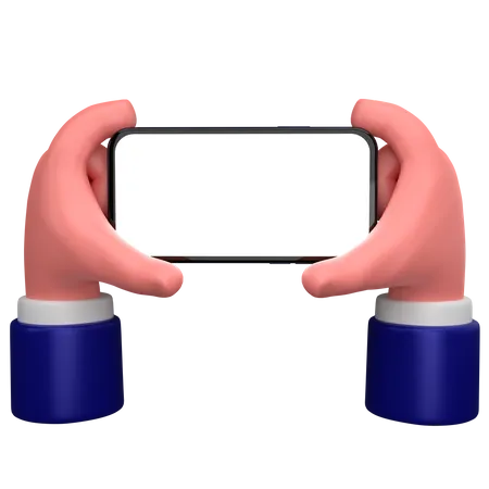 Empresário segurando a mão com um gesto de mão de smartphone  3D Icon